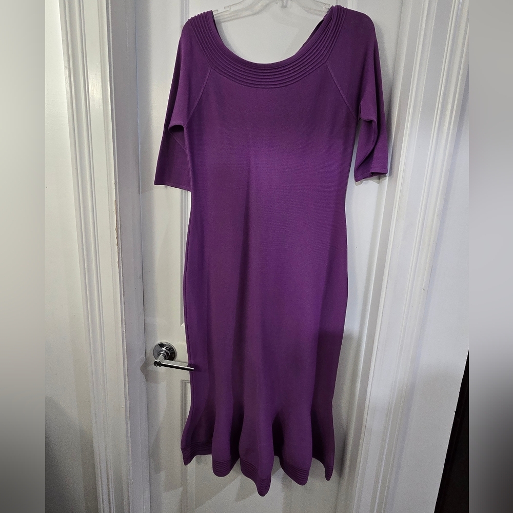 New York & Company Purple Long Sleeve Dress